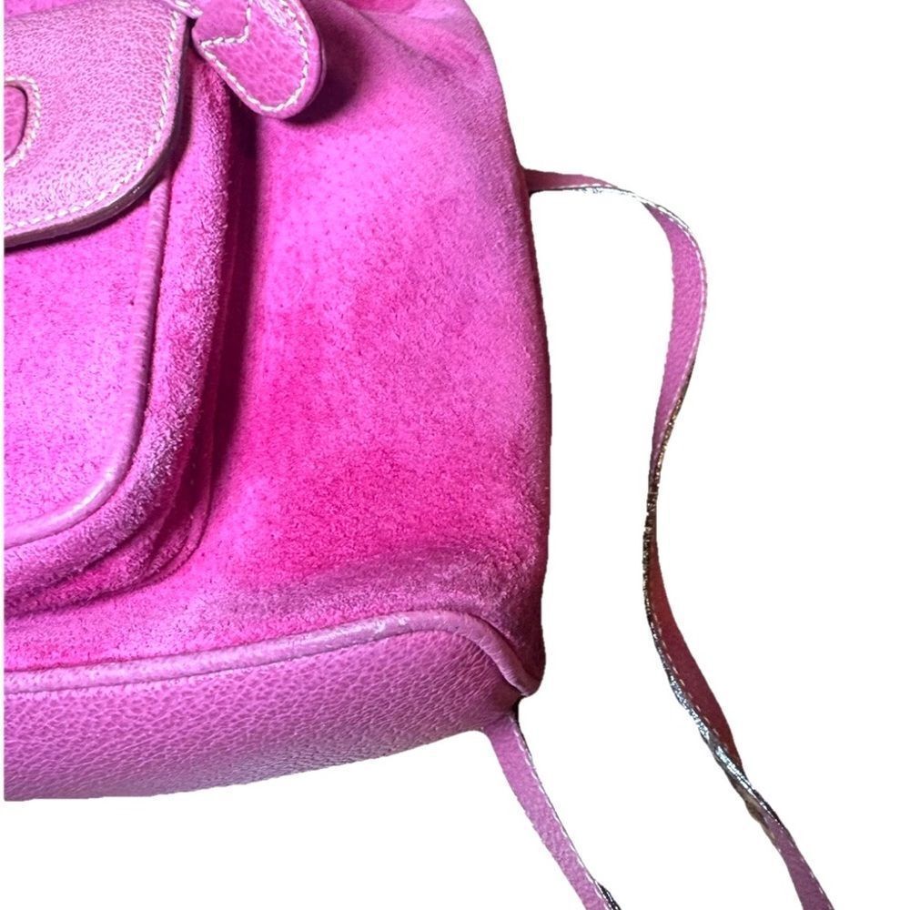 GUCCI Vintage Fuchsia Pink Suede Leather Mini Bamboo Backpack Napsack Auth - Picture 10 of 16